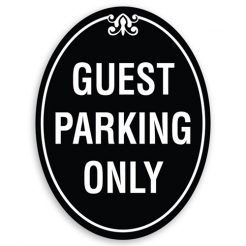 Guest Parking Sign Oval Shaped with Border and Decoration