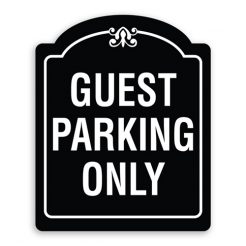 Guest Parking Sign Oblong Shaped with Border and Decoration