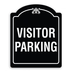 Visitor Parking Sign Oblong Shaped with Border and Decoration