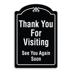 Thank You For Visiting See You Again Soon Sign Oblong Shaped with Border and Decoration