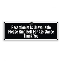 Receptionist Unavailable Please Ring Bell for Assistance Thank You Sign with Border and Decoration