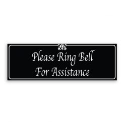 Please Ring Bell for Assistance Sign with Fancy Font, Border and Decoration