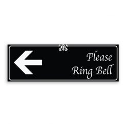 Please Ring Bell Sign with Left Arrow, Fancy Font, Border and Decoration