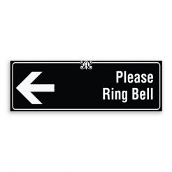 Please Ring Bell Sign with Left Arrow, Border and Decoration