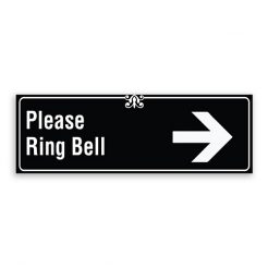 Please Ring Bell Sign with Right Arrow, Border and Decoration