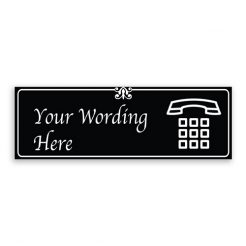 Custom Small Black Sign with Phone Logo, Fancy Font, Border and Decoration