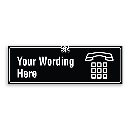 Custom Small Black Sign with Phone Logo, Border and Decoration