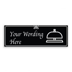 Custom Small Black Sign with Bell Logo, Fancy Font, Border and Decoration