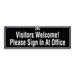 Visitors Welcome Please Sign in at Office Sign with Border and Decoration