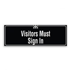 Visitors Must Sign In Sign with Border and Decoration