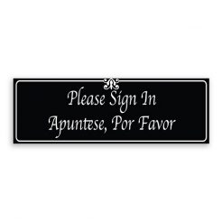 Please Sign In Sign with Fancy Font, Border and Decoration - English and Spanish