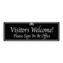 Visitors Welcome Please Sign In At Desk Sign with Border and Decoration