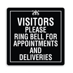 Visitors Please Ring Bell for Appointments and Deliveries with Border and Design