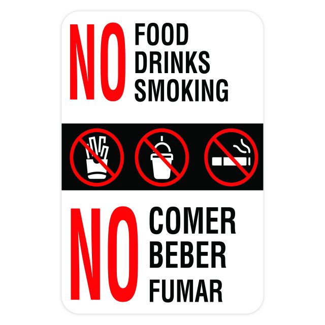 No Food or Drink Signs - American Sign Letters