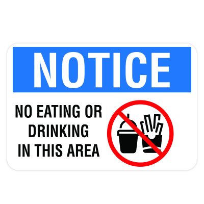 No Food or Drink Signs - American Sign Letters